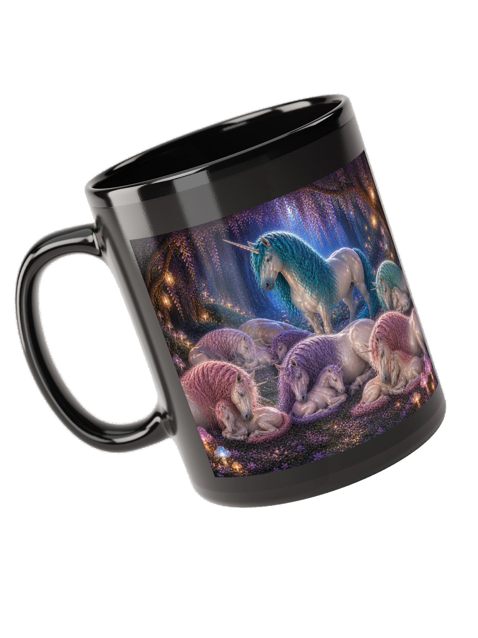 Sleeping Unicorns Black Glossy Mug product image (11)