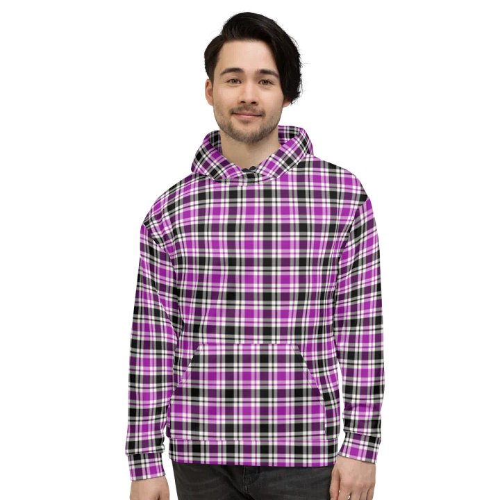 Purple, Black & White Plaid Hoodie product image (2)