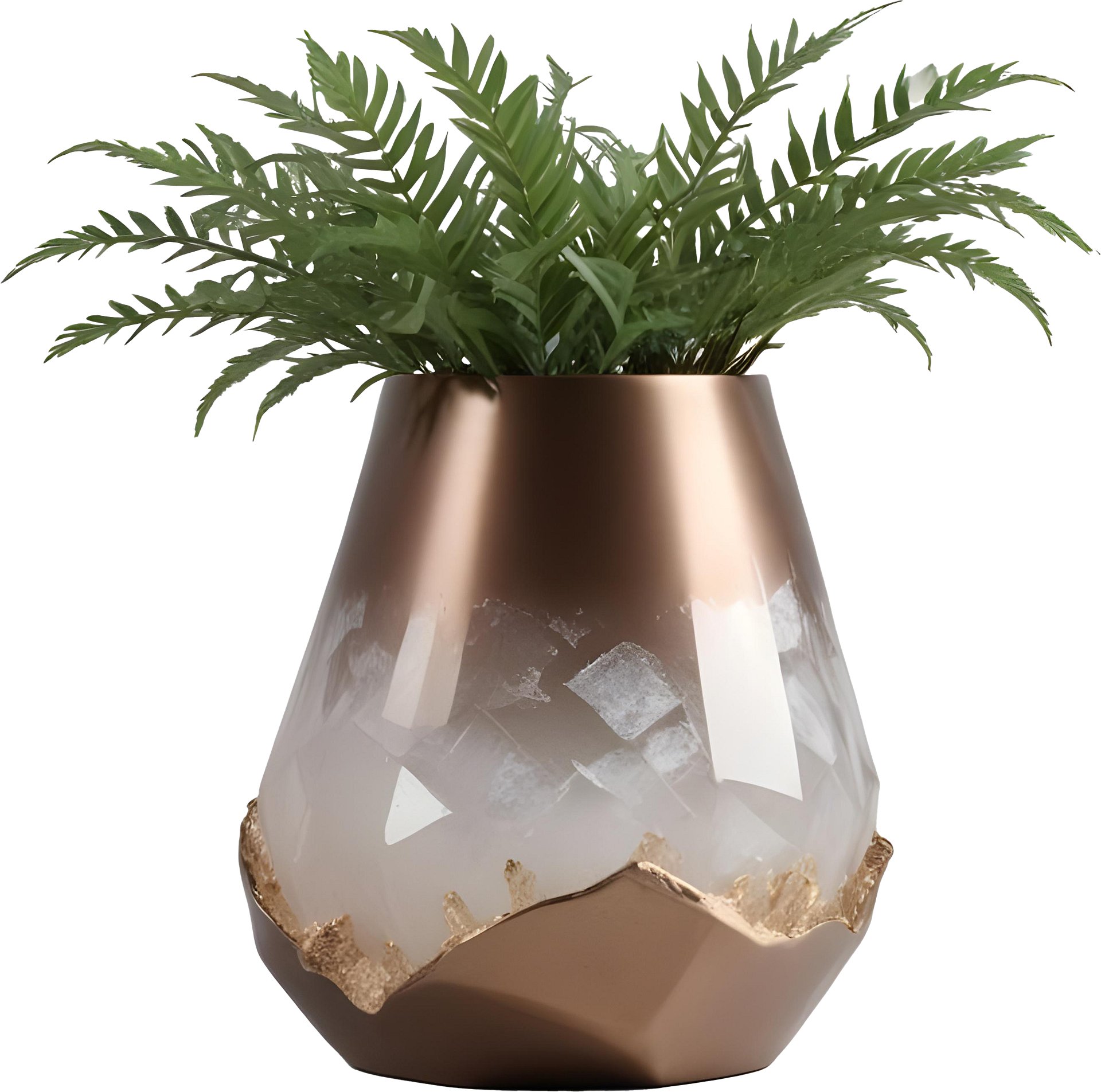 Glamour Organique – vase bronze and quartz, PNG product image (1)