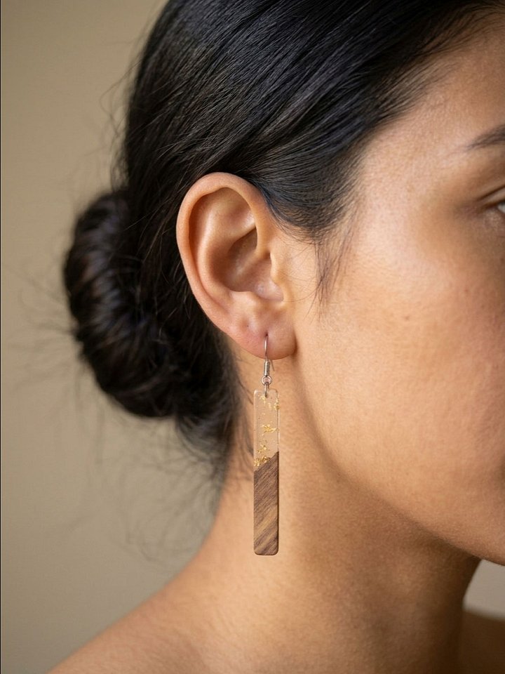 Wood & Resin Pendant Earring product image (2)