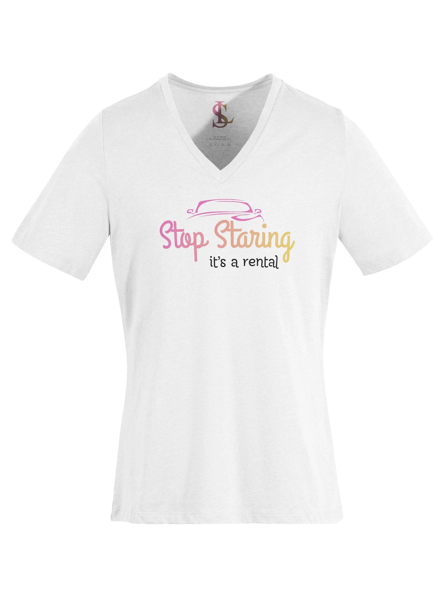 Stop Staring, It’s a Rental – Women’s V-Neck Graphic Tee product image (4)