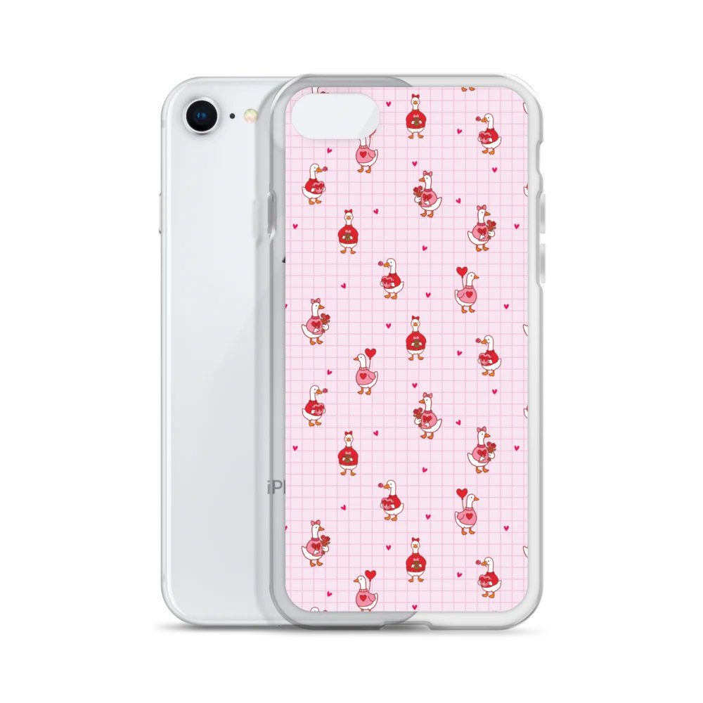 Pink coquette Valentine Goose Clear iPhone® 7/8, 11, 12, 13, 14, 15, 16, 17, X/XS, SE, XR, Mini, Pro, Pro Max, Plus Cases. product image (2)