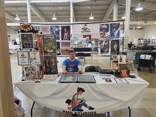 All set up for #richmondcomiccon .  Next time im bringing the black table cloth. 

But all in all it looks good