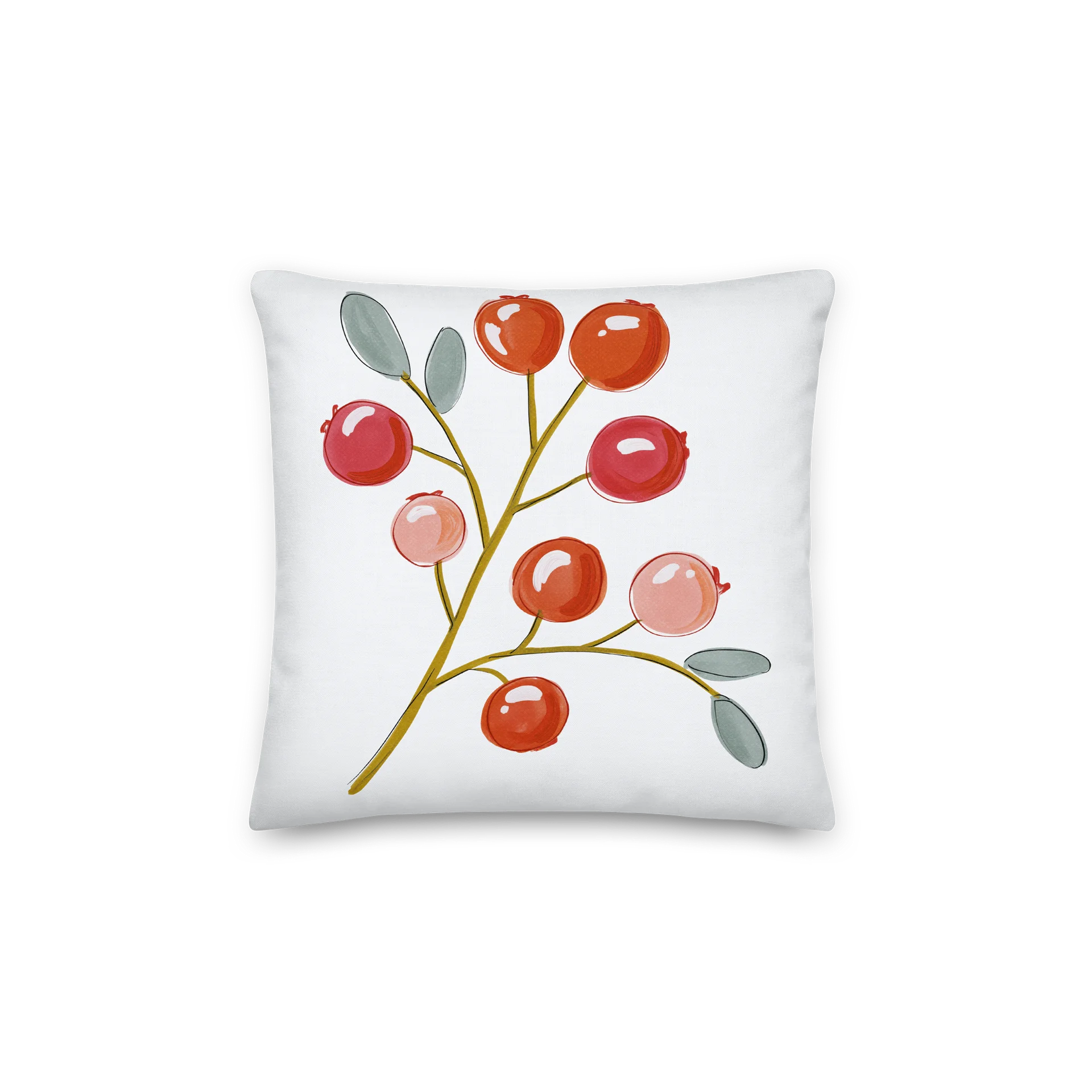 The Berry and the Winter Drum — Two-Sided Winter Pillow product image (1)