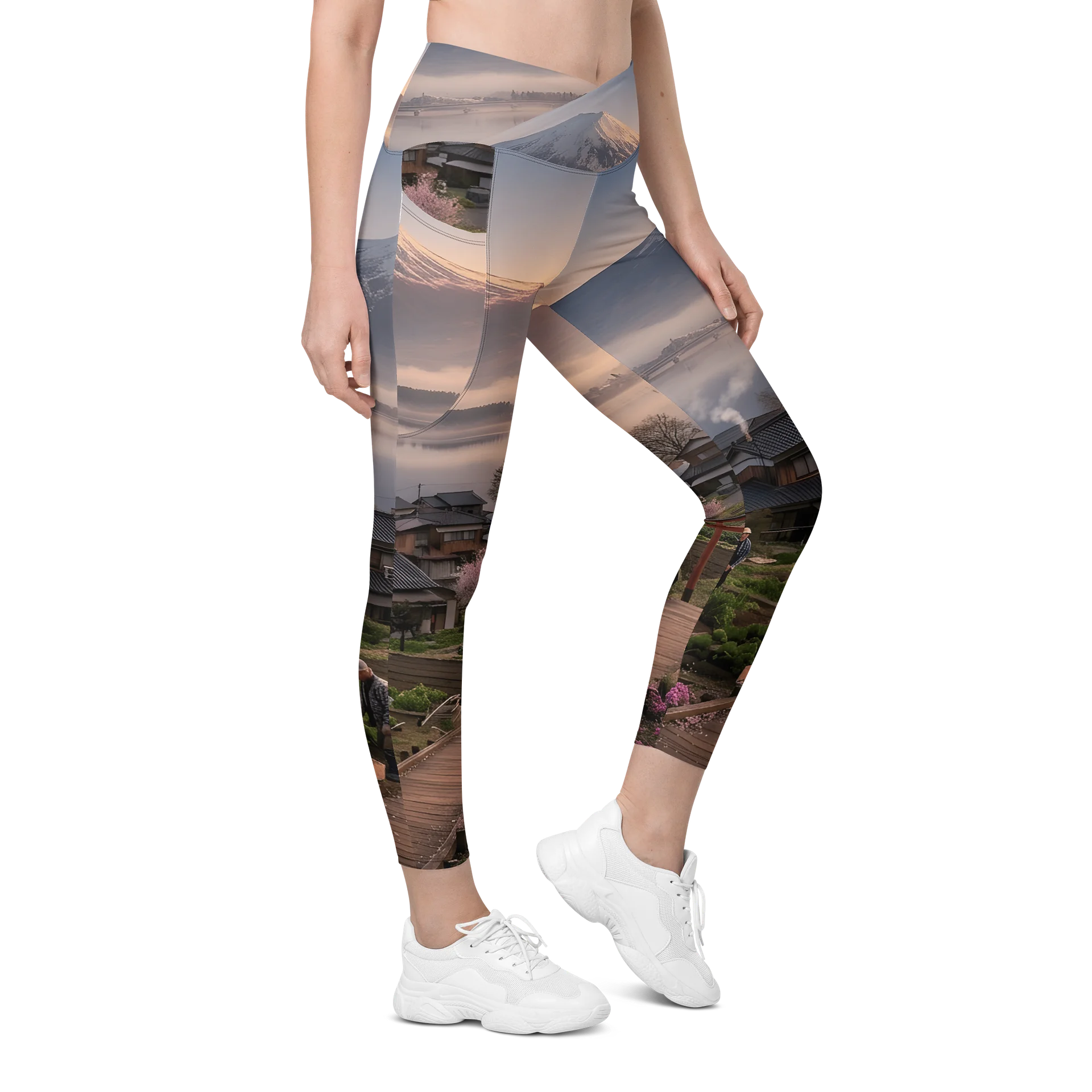 Mount Fuji Crossover Leggings with Pockets | UPF 50+ Activewear product image (7)