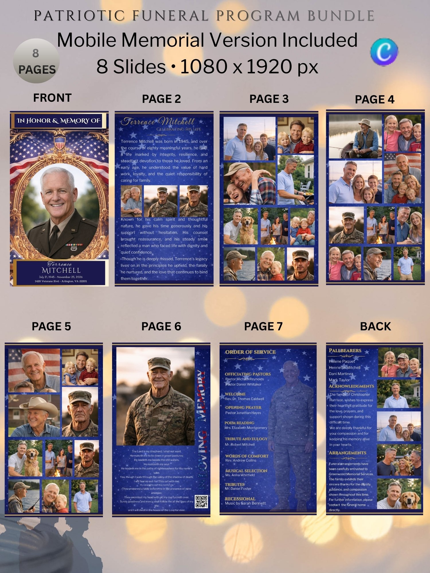 Patriotic Veteran & First Responder Funeral Program Bundle | 5-Piece Memorial Set product image (8)