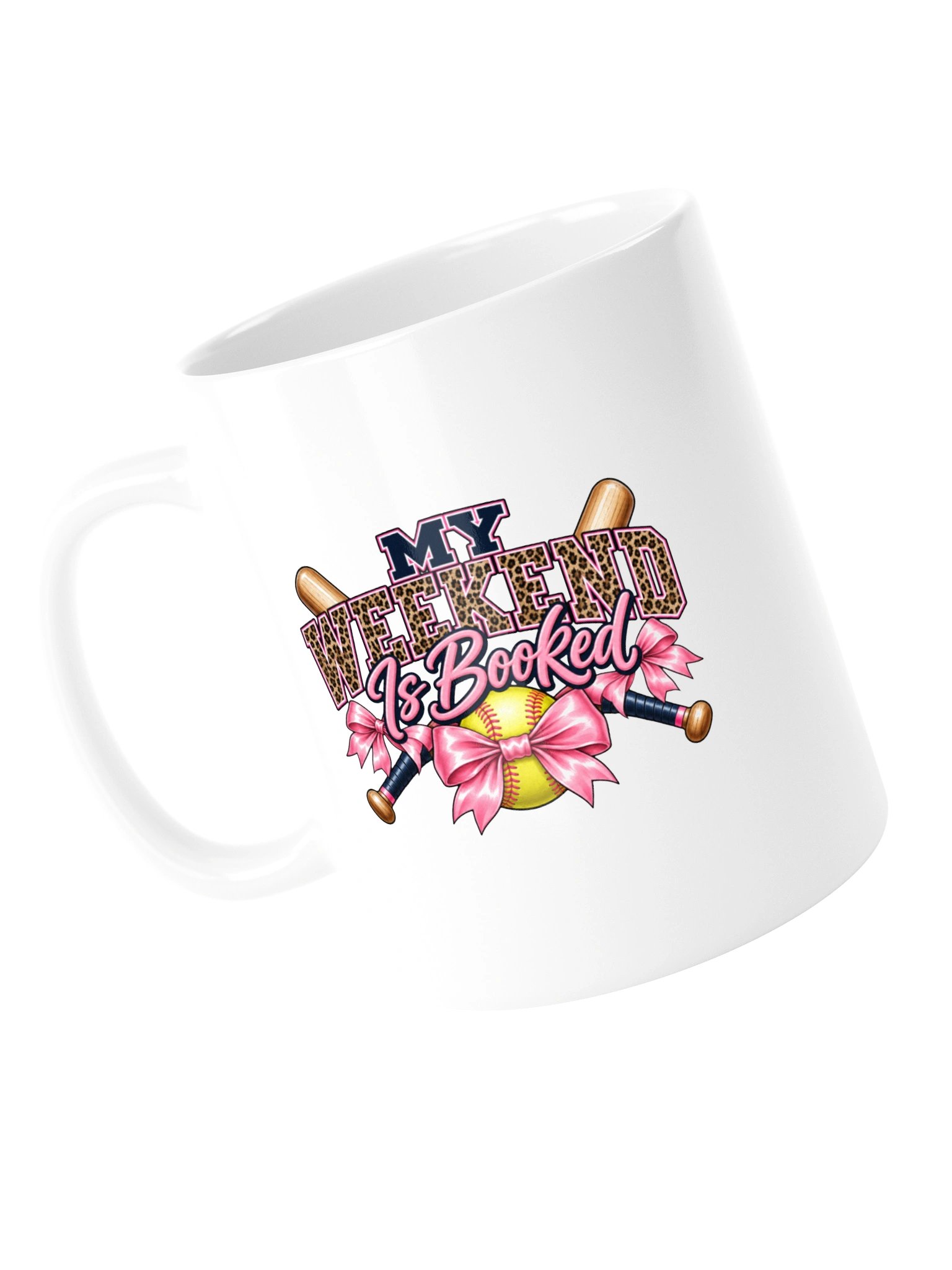 My Weekend Is Booked Softball Mug | Pink Bow Softball Mom Coffee Cup product image (5)