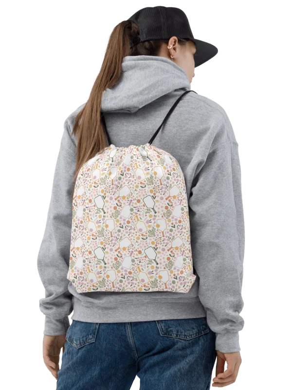 Floral Pickleball Drawstring Backpack product image (3)