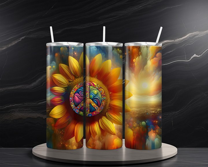 Peace Flower 20 oz Skinny Tumbler Sublimation Design Digital Download PNG Instant DIGITAL ONLY, Tumbler Wrap product image (2)