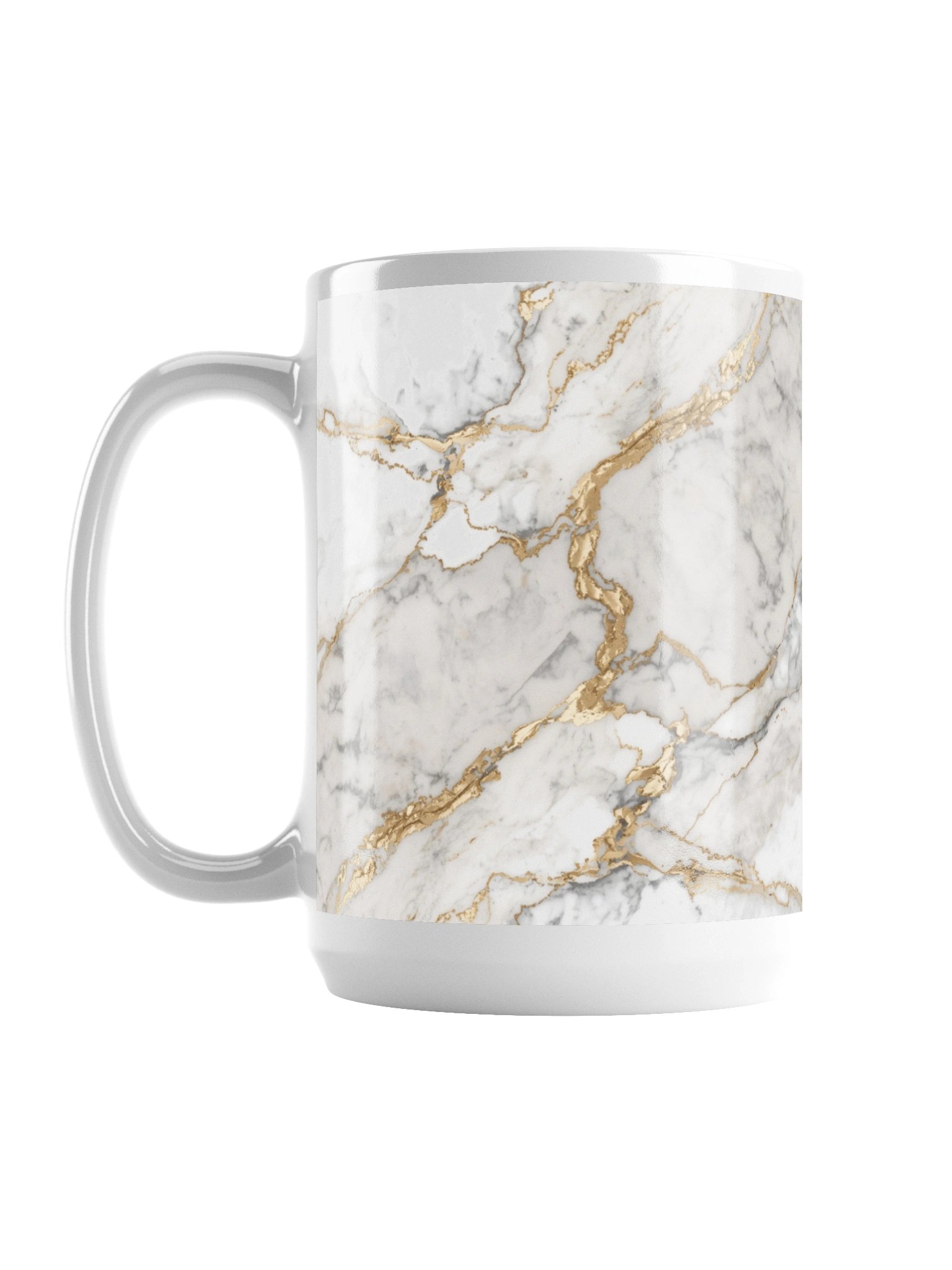 Golden Veins Marble Wall Art | Elegant White & Gold Abstract Decor-15oz product image (1)