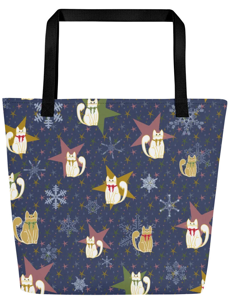 Christmas Star Kitties Large Tote Bag product image (7)