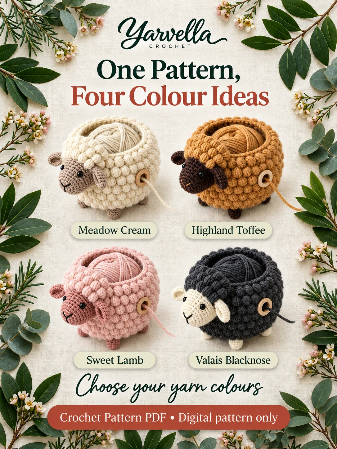 Fluffy Sheep Yarn Bowl Crochet Pattern PDF – Amigurumi Yarn Holder product image (3)