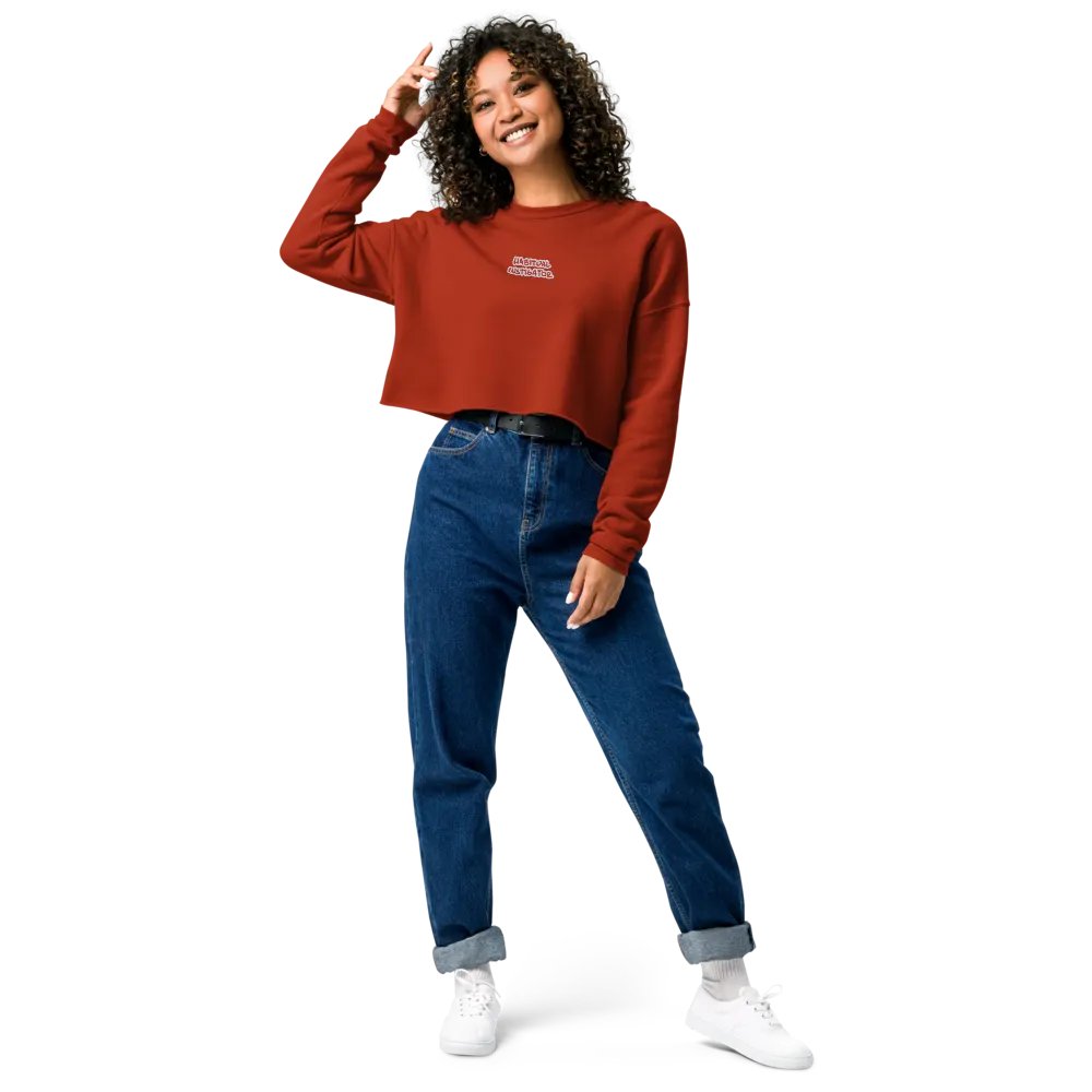 HABITUAL INSTIGATOR (red & white) embroidered fleece crop crew product image (12)