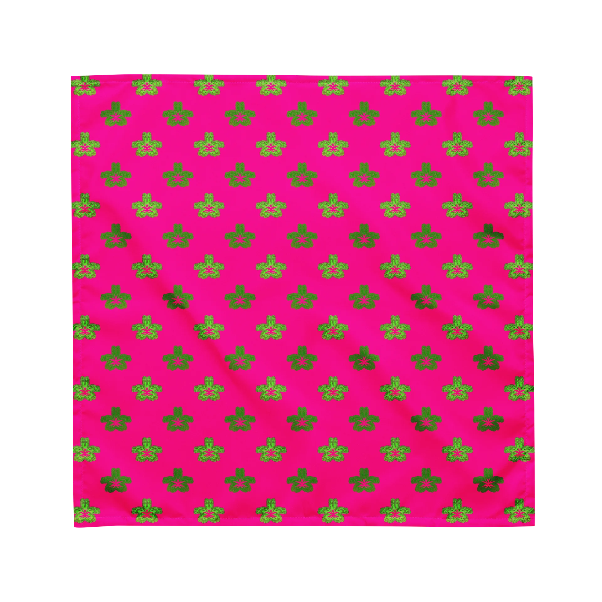 Stoner Summer Cannabis Bandana, Hot Pink Lime Green 420 Flower Art, Pot Leaf Pattern Accessory product image (1)