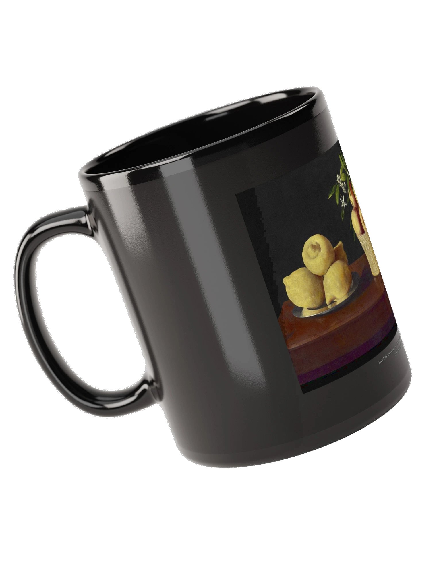 Still Life with Lemons, Oranges and a Rose — Black Mug product image (5)