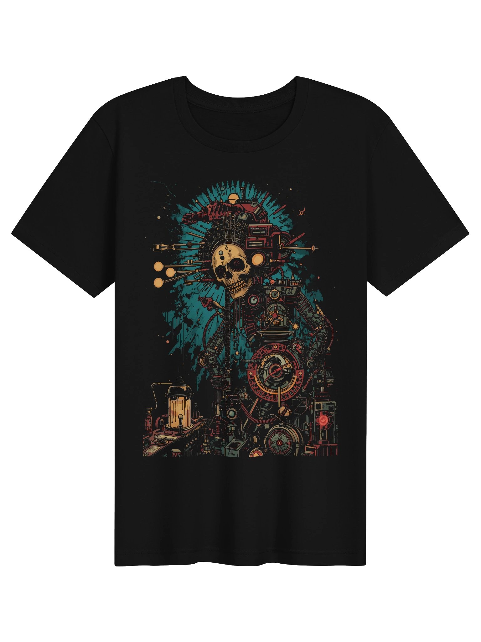 Retro-Futurist Skull Mechanic Lightweight T-Shirt product image (1)