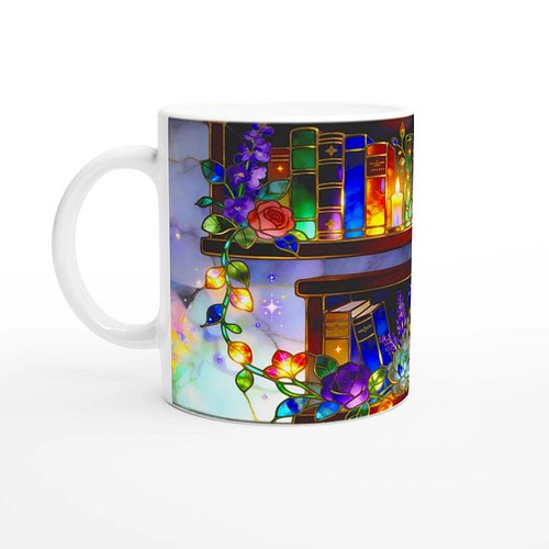 Check this out!!!!

 Stained Glass Bookshelf Wall Ceramic Mug – Book Lover Gift | 250ml Glossy White Coffee Cup https://www.j...