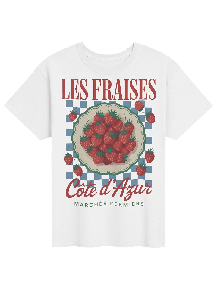 Les Fraises Vintage Strawberry Graphic Tee | Côte d'Azur French Market T-Shirt product image (1)