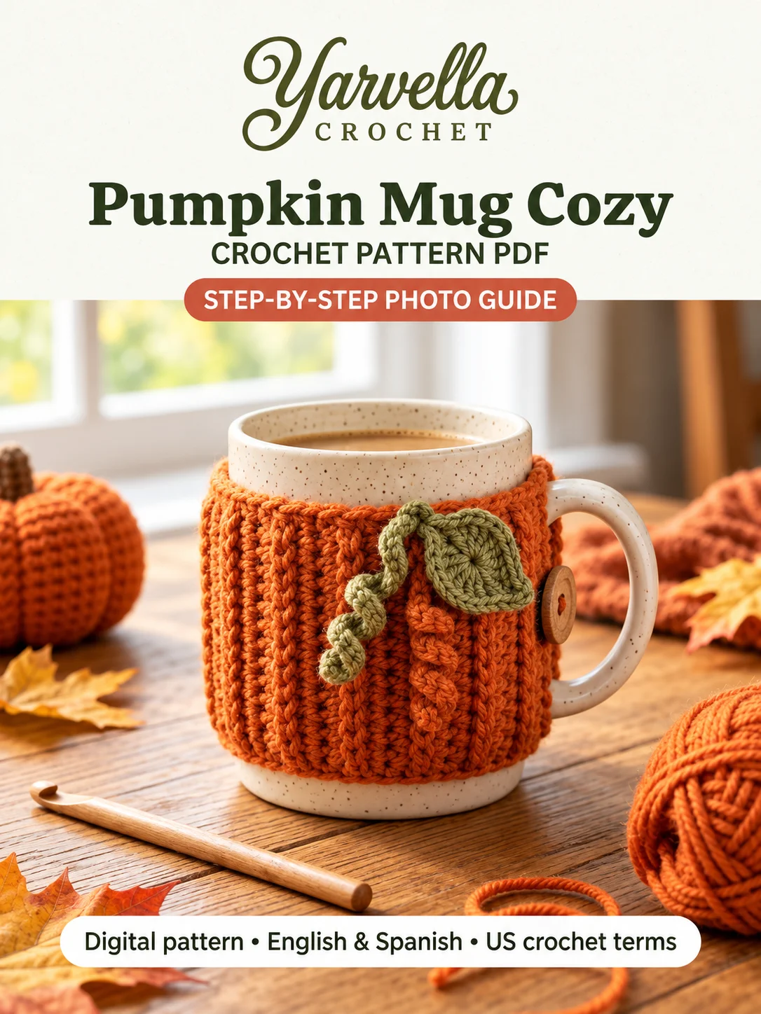 Pumpkin Mug Cozy Crochet Pattern PDF – Autumn Coffee Cup Sleeve product image (3)