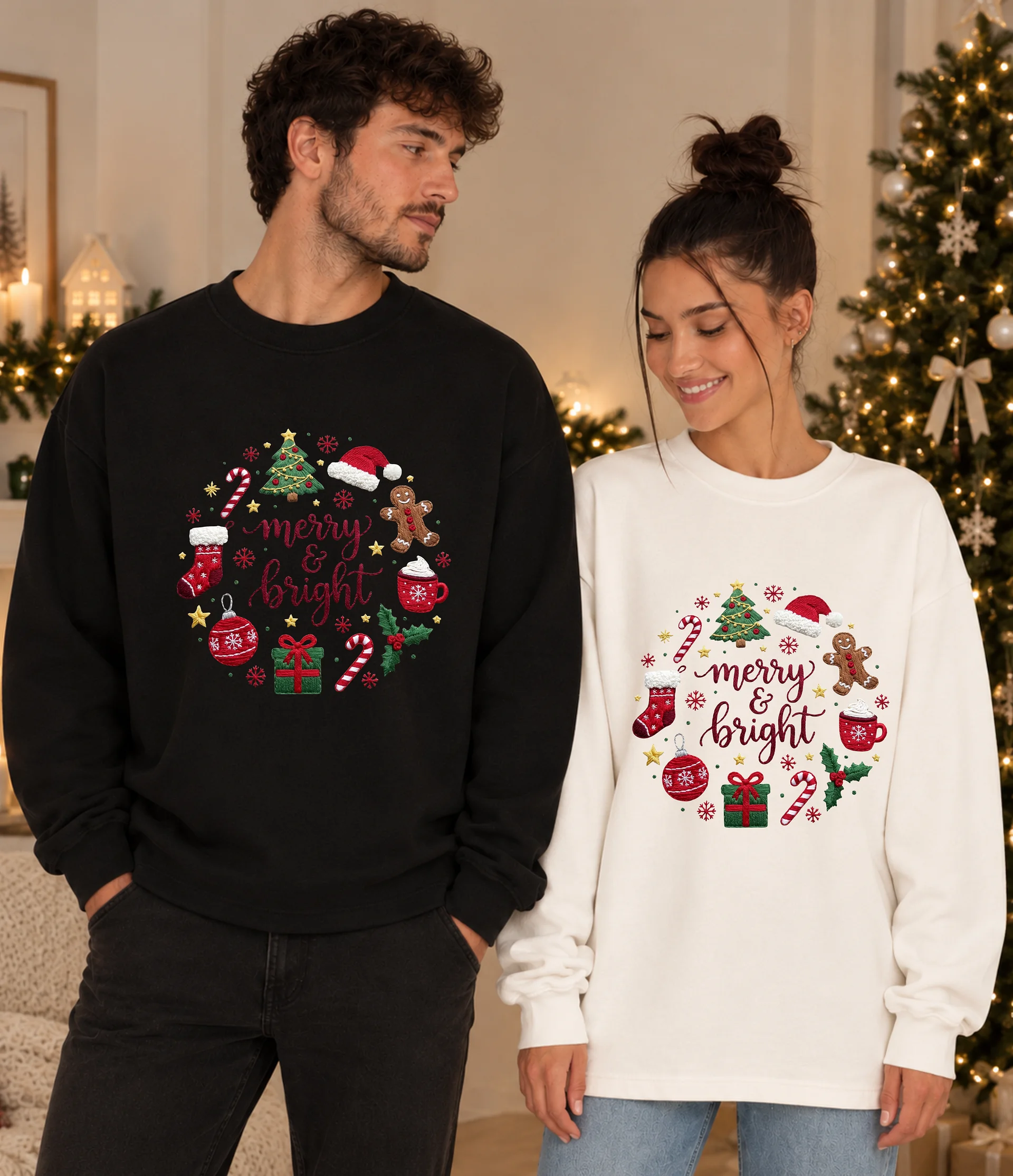 "Merry & Bright" Christmas Wreath Sweatshirt product image (1)