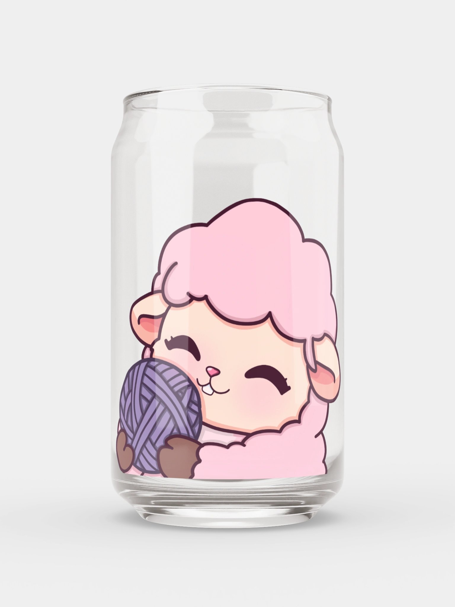 Sheep Hugging Yarn Ball Glass product image (1)