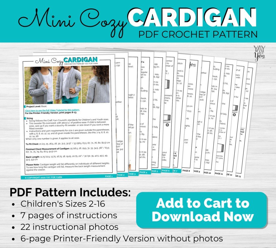 Mini Cozy Cardigan - Children's Sweater PDF Crochet Pattern & Video Tutorial product image (4)