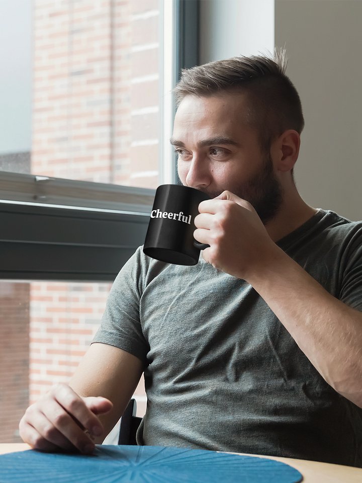 “Cheerful” My Vibe Black Ceramic Mug product image (1)