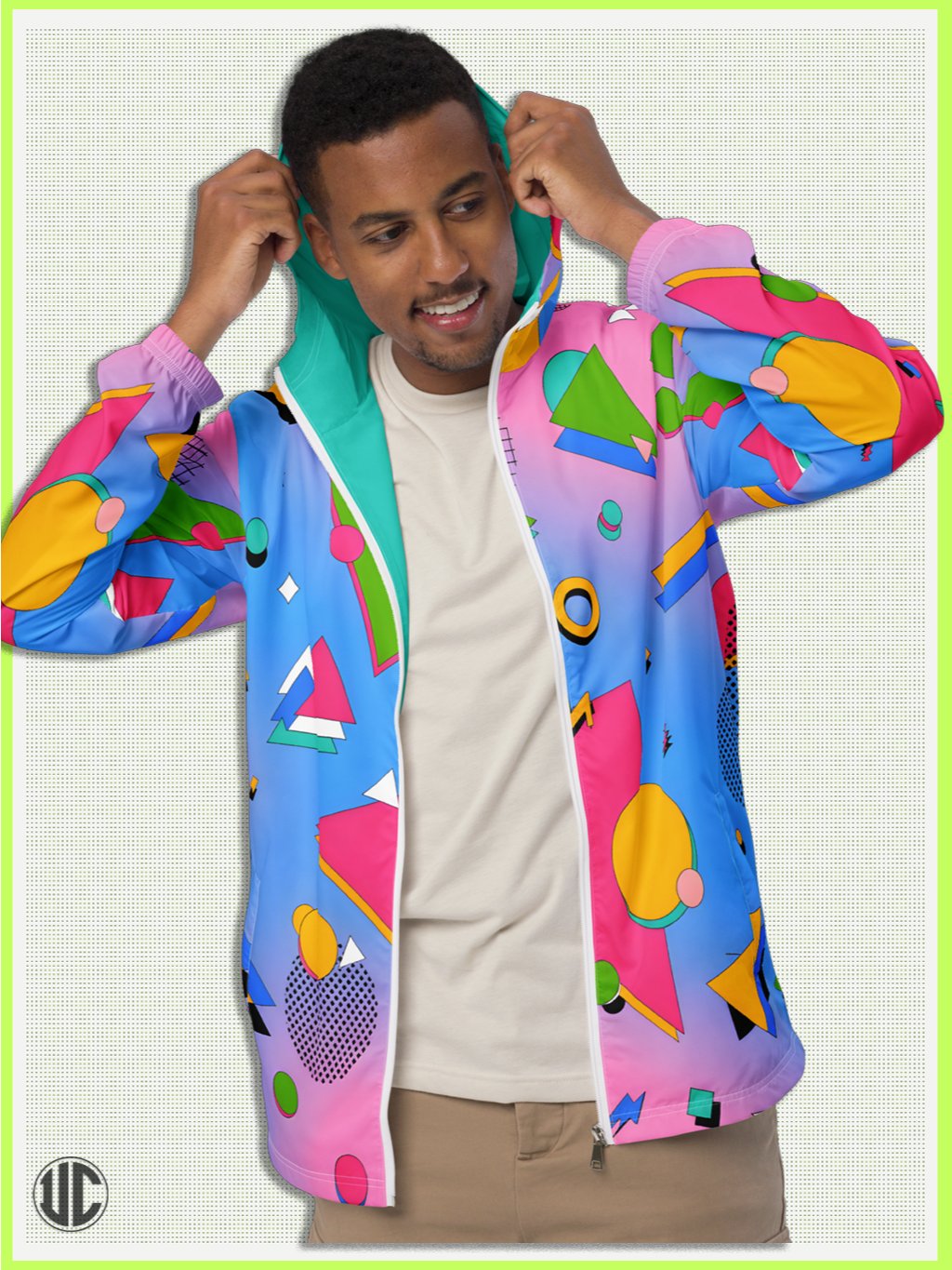 Retro 1980s Windbreaker Jacket – Colorful Memphis Style Zip Hoodie | Vintage Lightweight Streetwear for Men & Women product image (3)