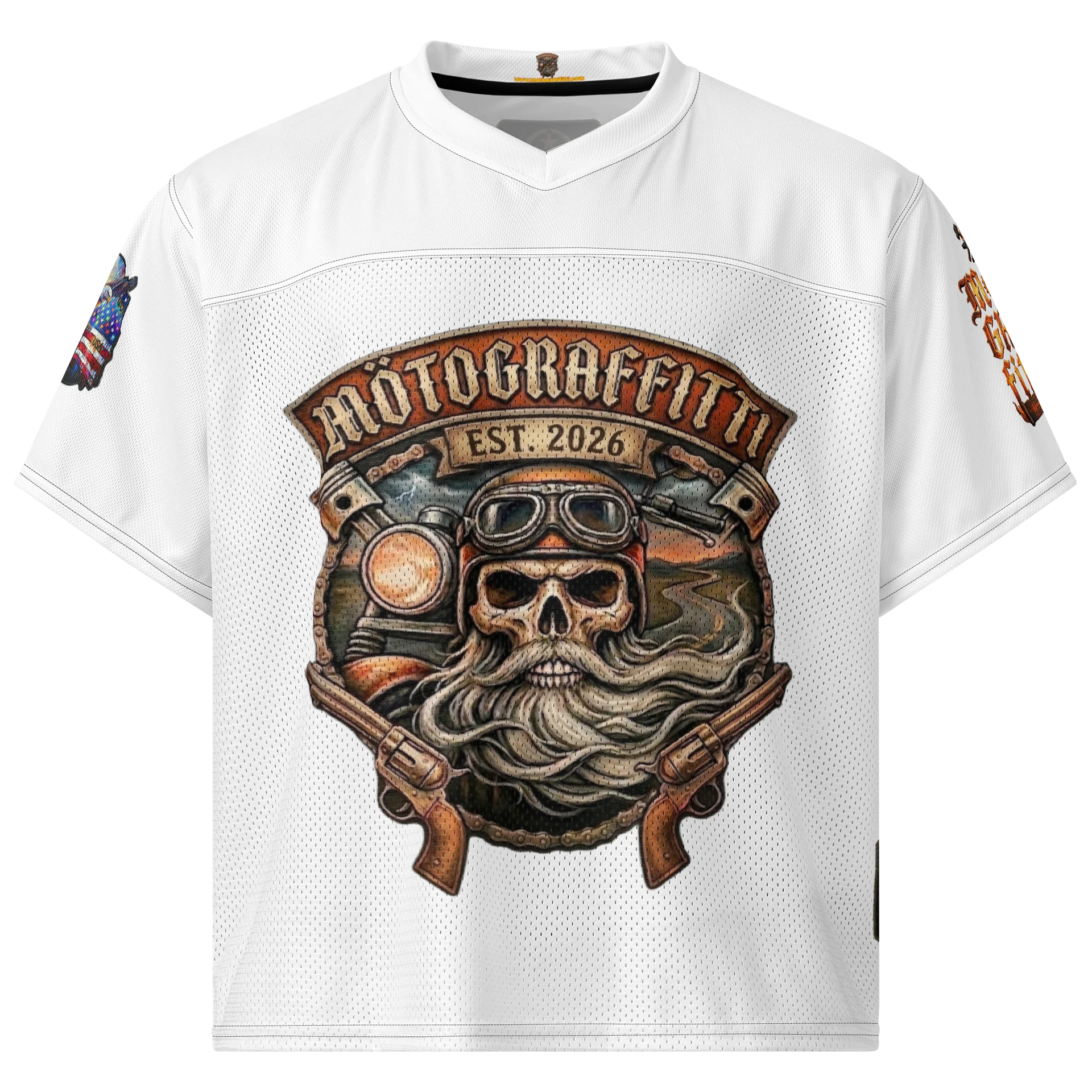 MötoGraffitti MotoMan White Football Jersey product image (1)