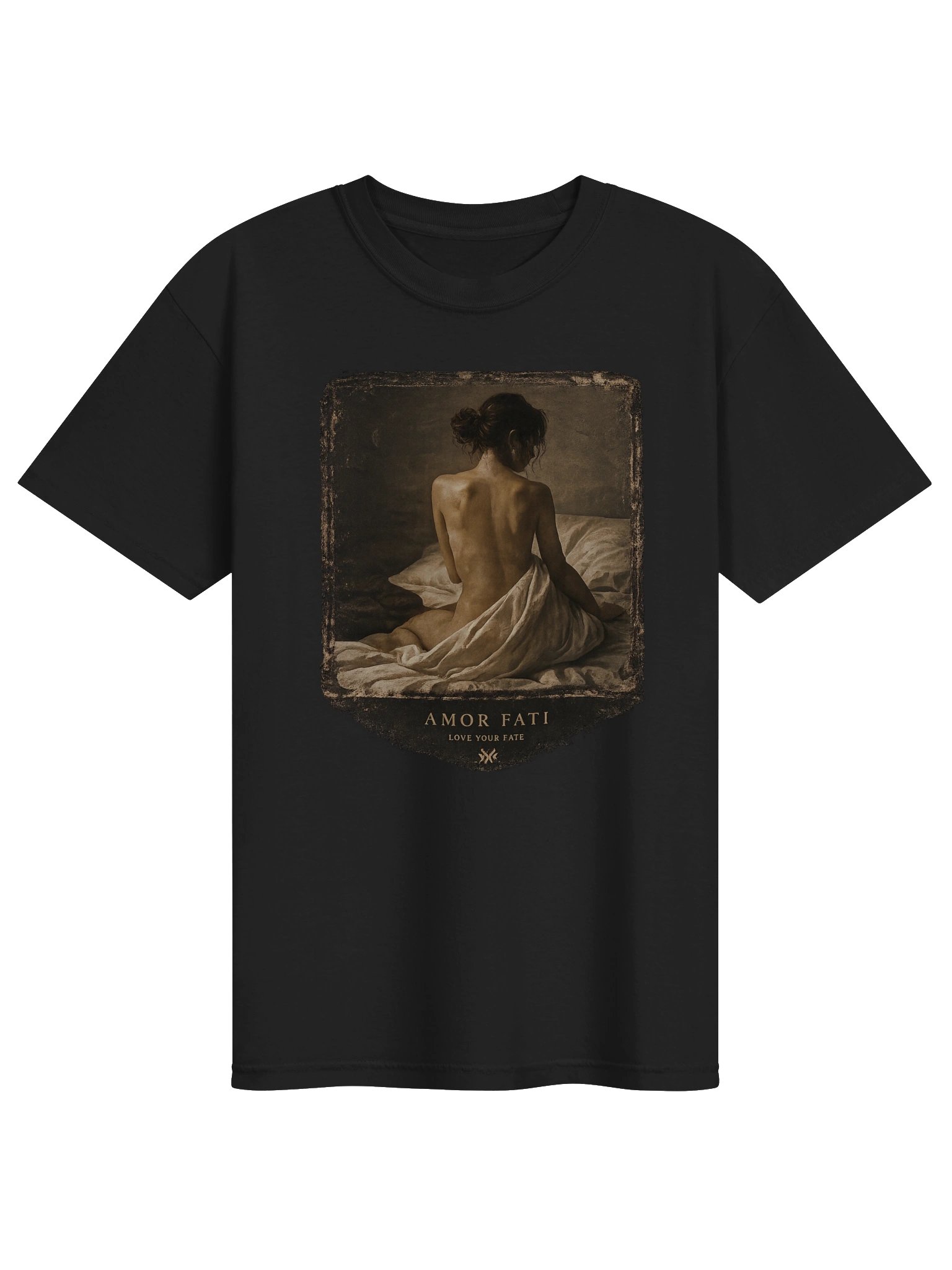Vintage Back Art 'Amor Fati' Graphic T-Shirt— Pure Black Tee product image (1)