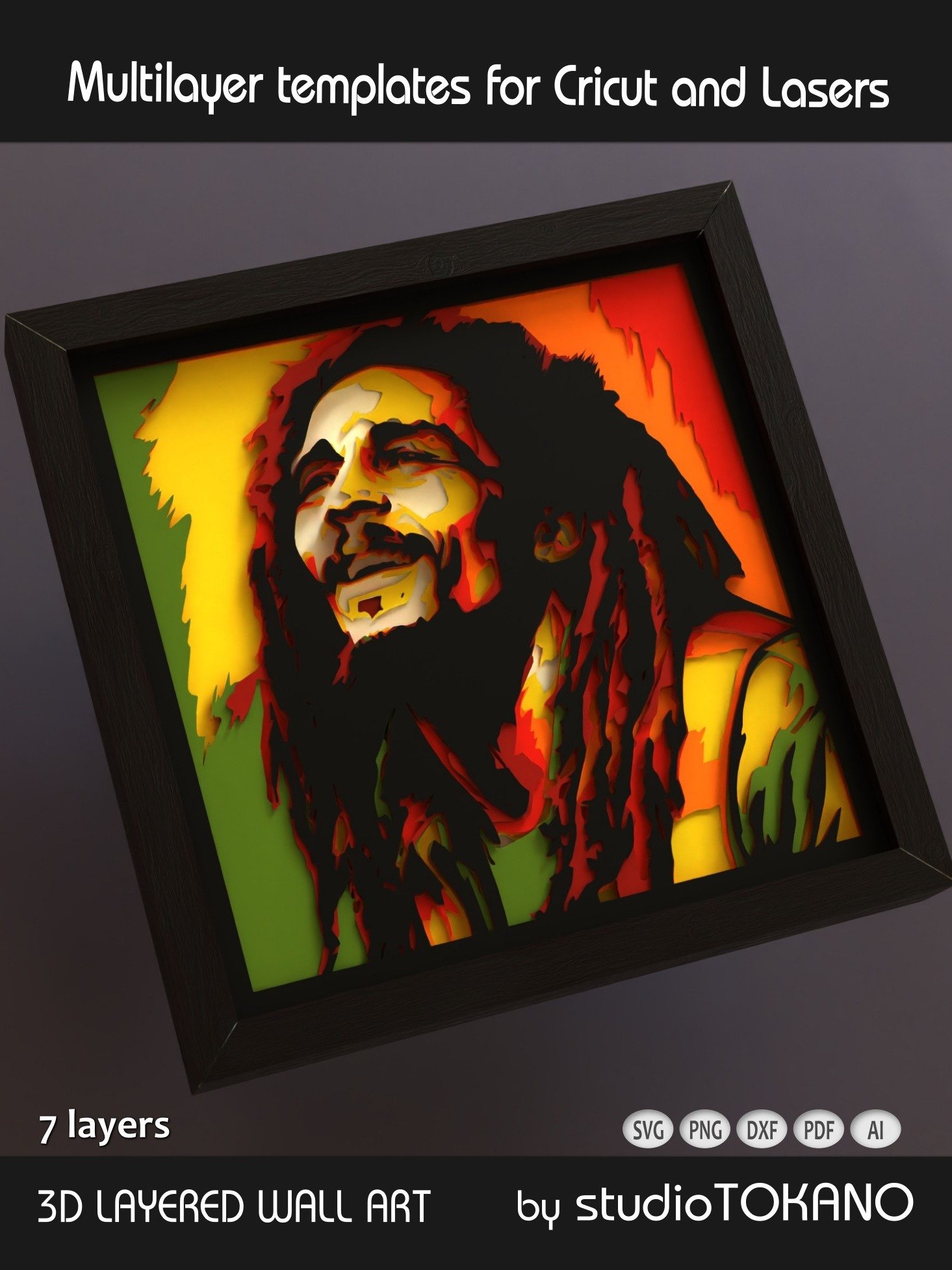 Bob Marley 3D layered Shadowbox product image (4)