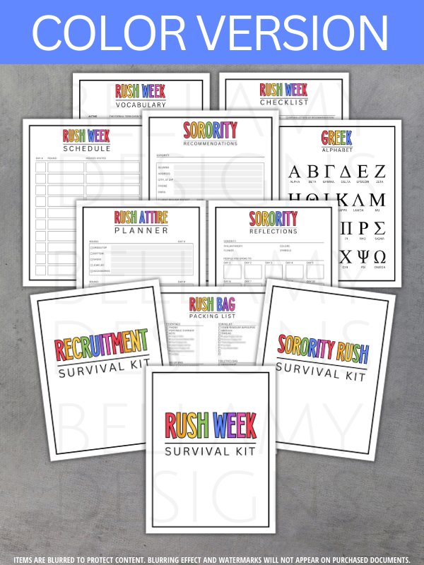 Sorority Rush Week Survival Kit, Sorority Recruitment Planner product image (8)