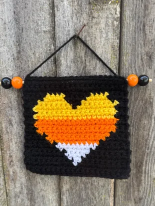 Candy Corn Crochet Pumpkin Bundle Tapestry Pattern | Wall Art Halloween Decor product image (1)