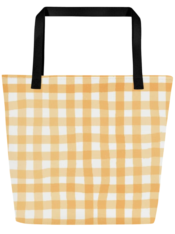 Sunny Gingham Sunflower -Over Print Tote Bag with Pocket product image (4)
