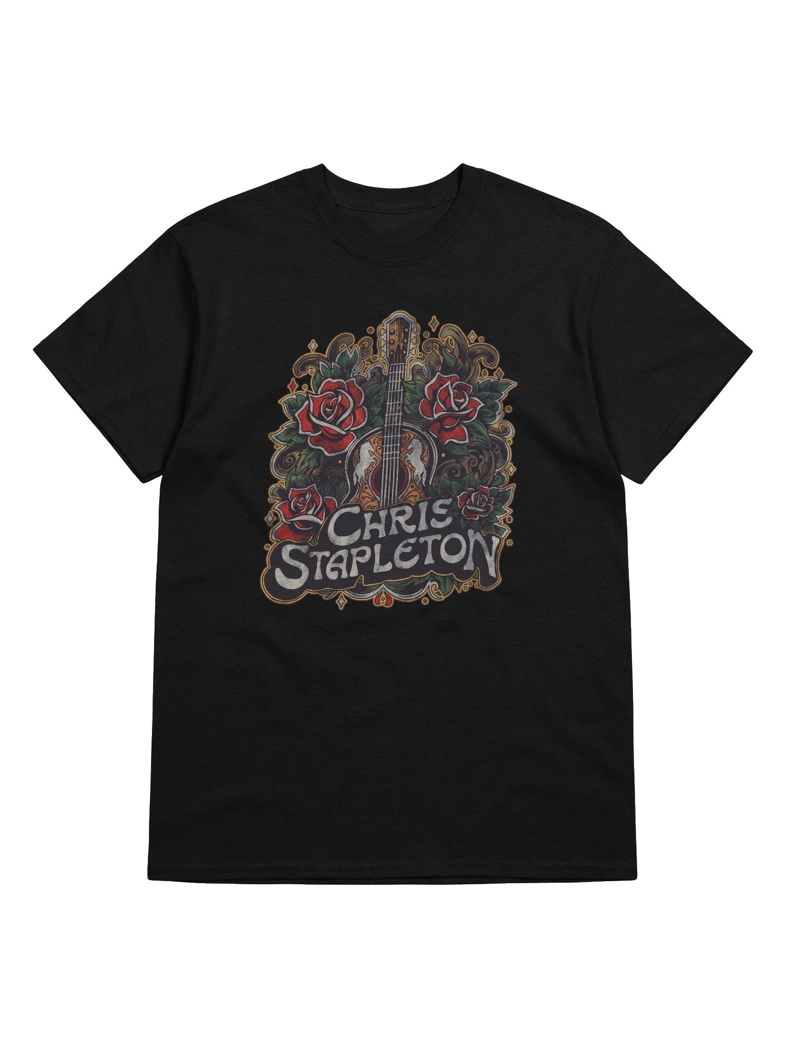 Chris Stapleton Guitar & Roses Boyfriend Fit Girls T-Shirt product image (1)