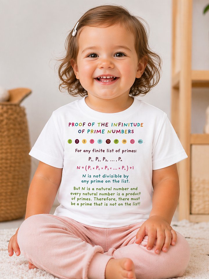 Infinite Primes Proof - Math Toddler T-Shirt in White product image (2)