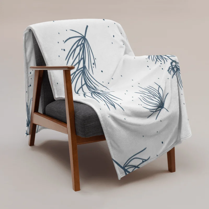 Blue Sprig Pattern Throw Blanket product image (1)