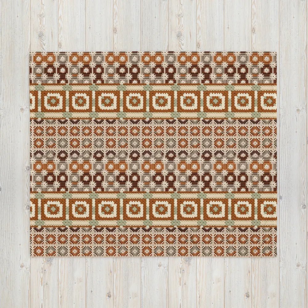 Fall Colors Granny Knit Patchwork Throw Blanket product image (9)
