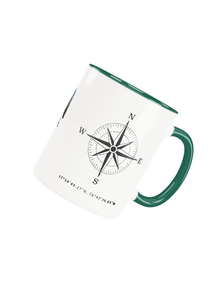 Compass - Jamaica - Vintage ALT | Ceramic Mug Forest Green Peek-A-Boo Inside product image (2)