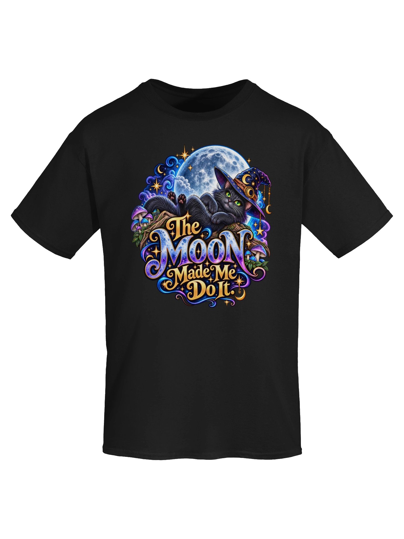 The Moon Made Me Do It - Gildan Heavyweight T-Shirt - Black Cat & Moon Design product image (3)