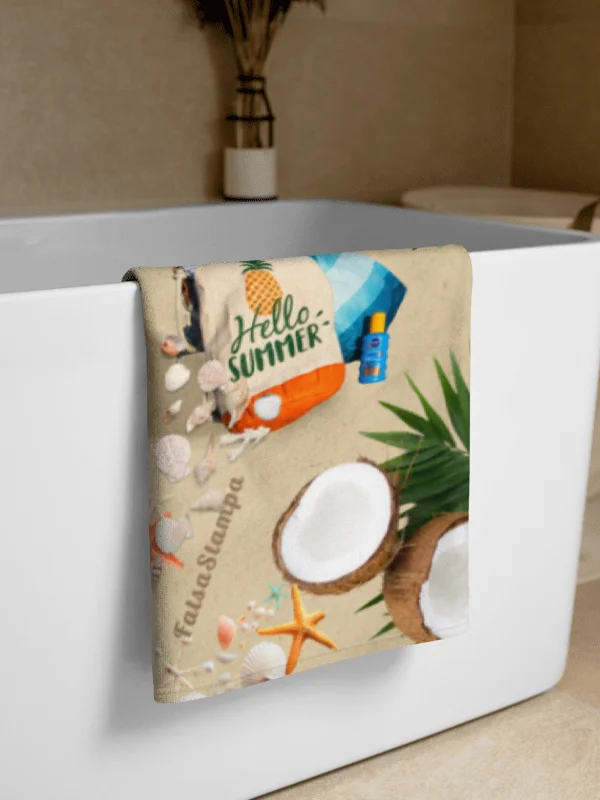 Hello Summer Beach Towel – Tropical Sand, Palm Leaves & Coastal Vibes product image (2)