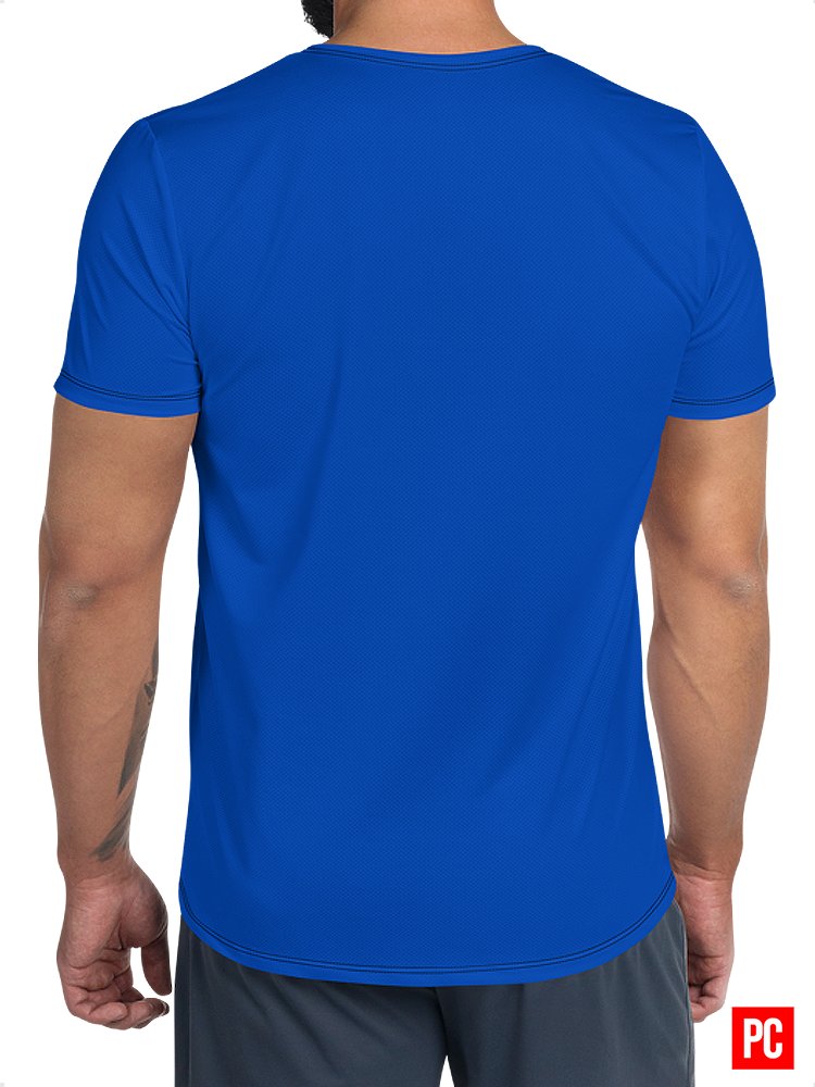 Plain Color Absolute Blue Athletic T-Shirt product image (2)