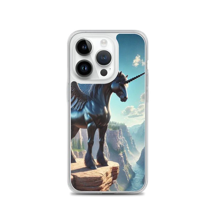 MagSafe® Clear Case for iPhone® | AI-Designed Black Winged Unicorn product image (3)