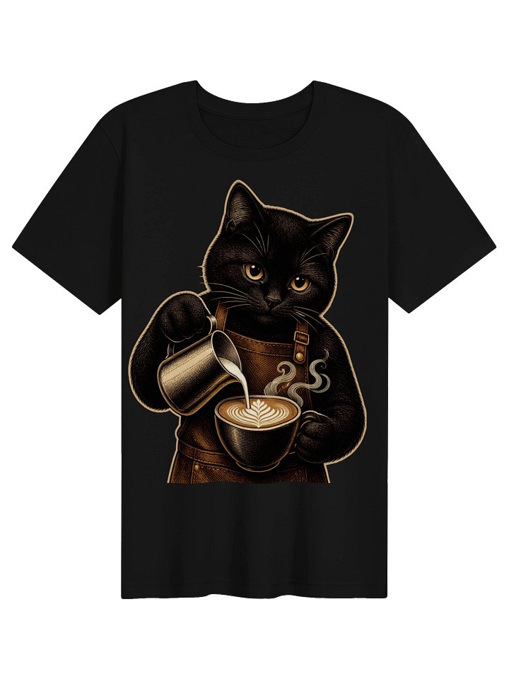 Coffee Cat Club Barista T-Shirt - Vintage Black Cat Coffee Lover Graphic Tee product image (7)