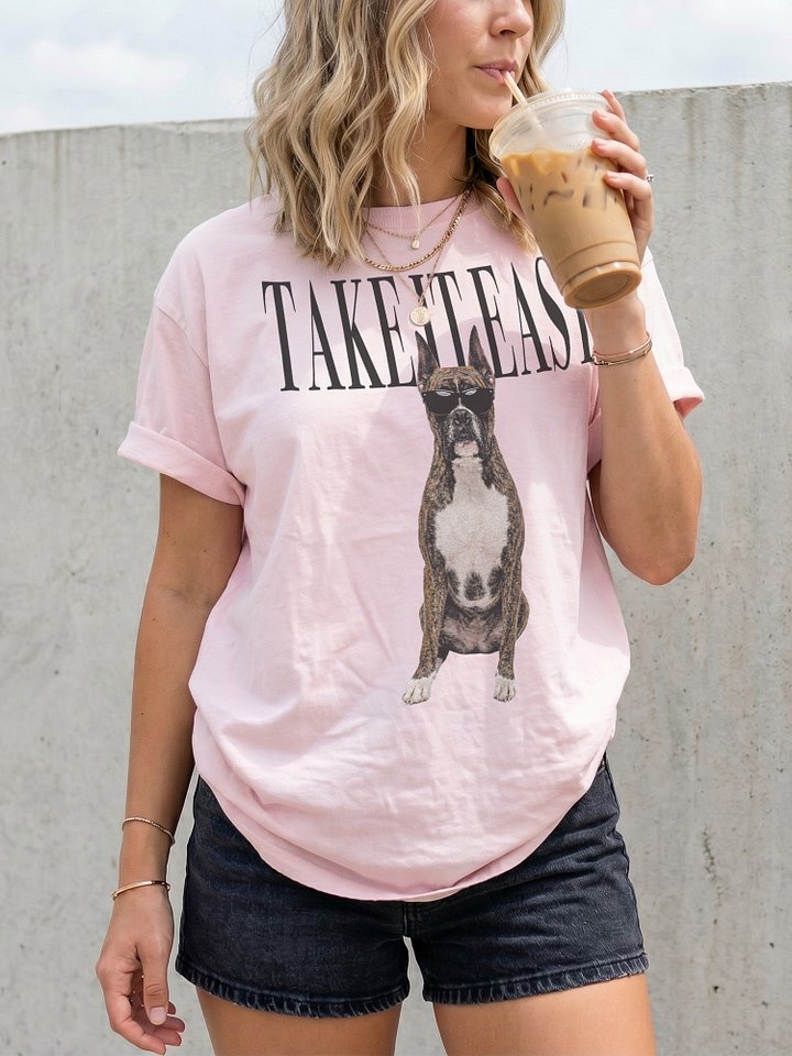 Take It Easy '90s Pop Vintage-Style T-Shirt for Boxer(Brindle, Cropped Ears) Owners product image (2)
