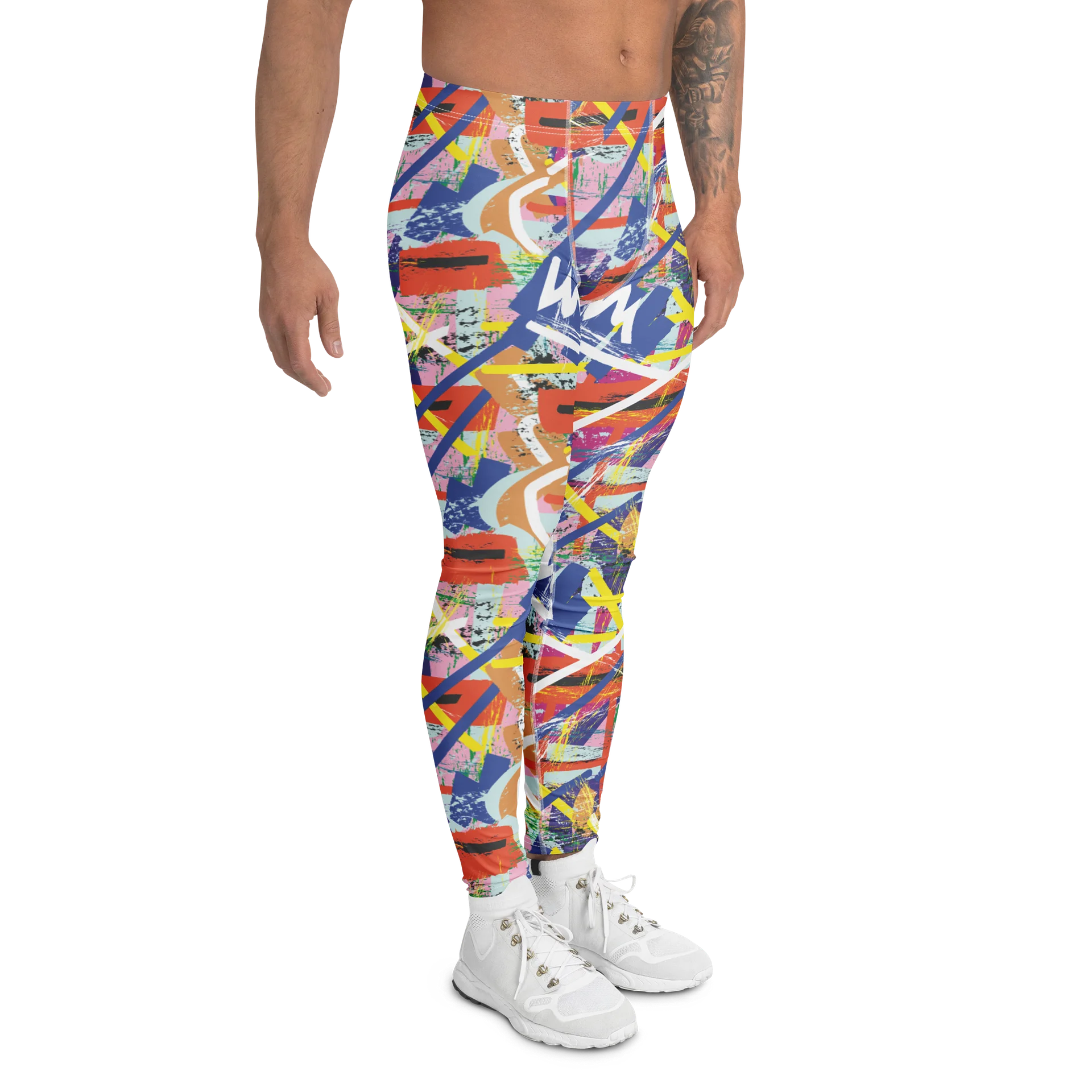 Stylish Men's Leggings with Colorful Abstract Shapes Art product image (3)