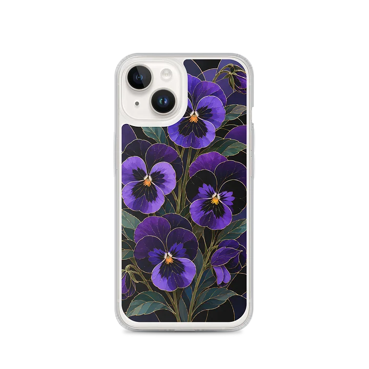 Midnight Black And Violet Velvet Pansy Mosaic Premium Soft Silicone iPhone Case - MagSafe Compatible product image (4)