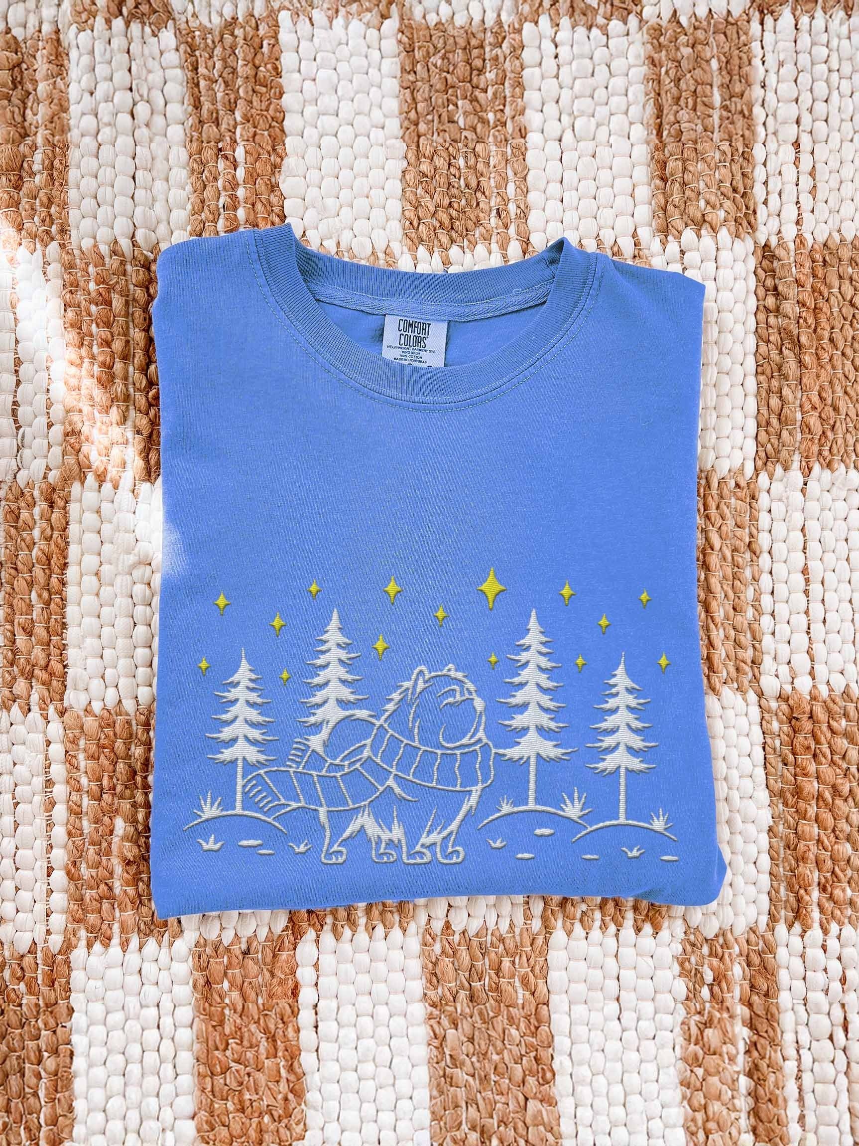 Chow Chow Winter/Christmas Line Art Design Embroidered T-Shirt product image (1)