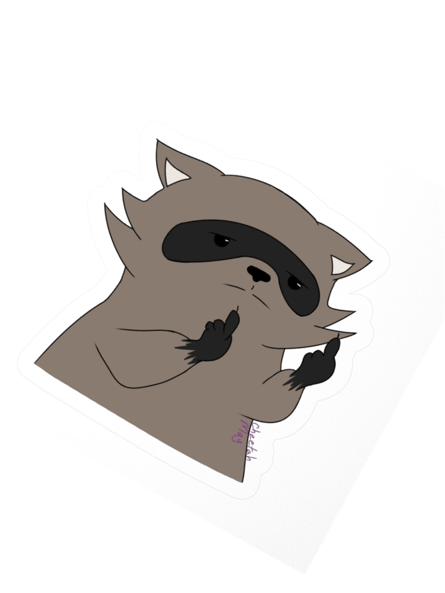 RespawnRaccoon's Middle-Finger Kiss Cut Sticker product image (2)