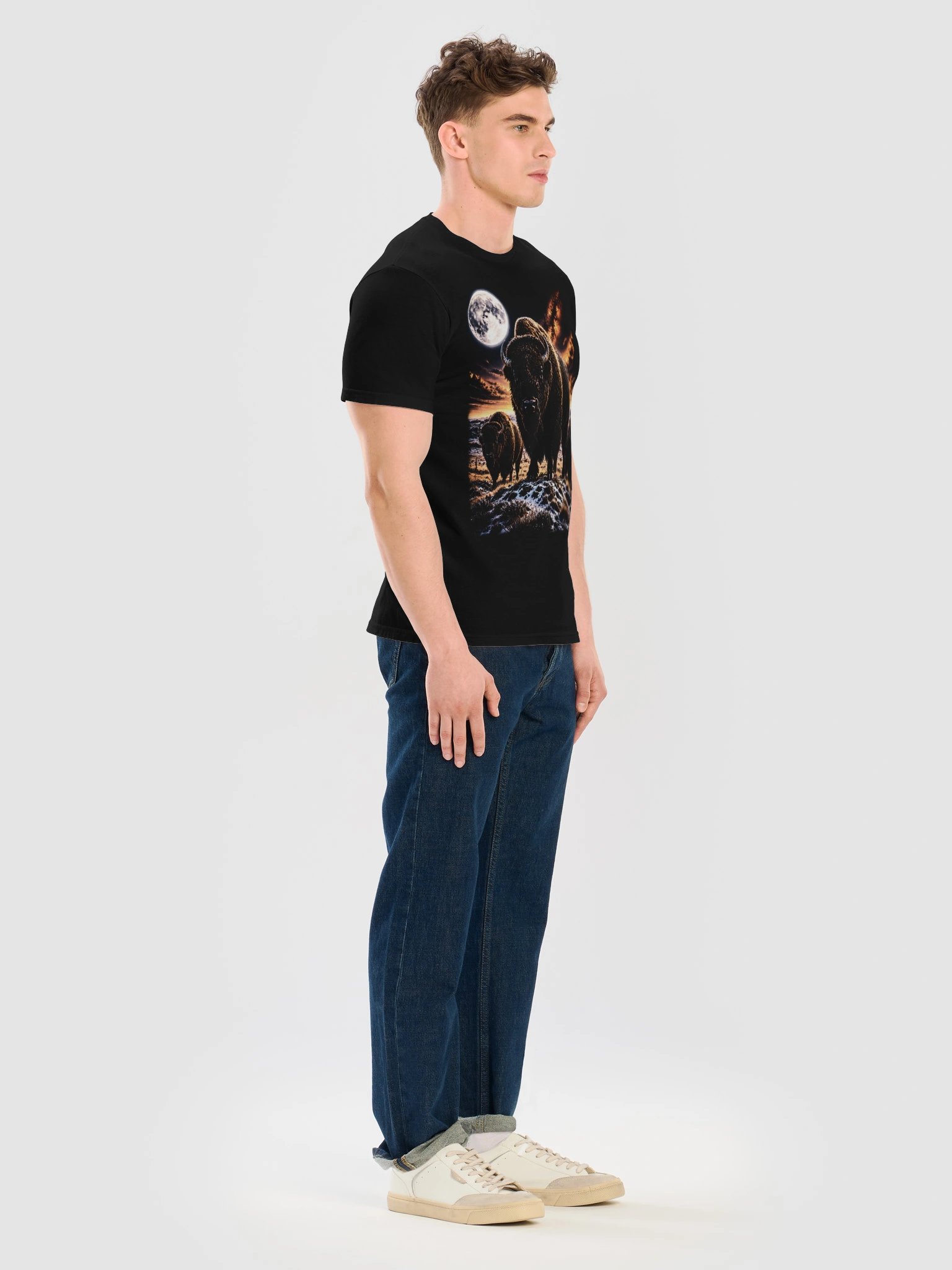 American Bison Howling Moon Tshirt | Legendary Wildlife Shirt product image (8)